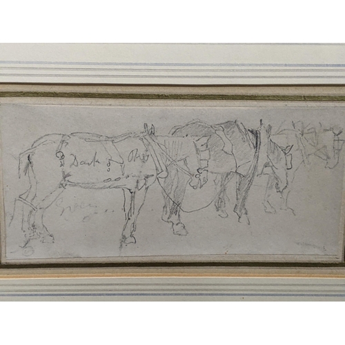 529 - John Sell Cotman (1782-1842) a study of farm horses, Norwich School, pencil sketch on paper, unsigne... 