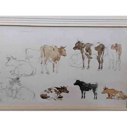 530 - James Stark (1794-1859) an unfinished study of cattle, Norwich School, pencil sketch and watercolour... 