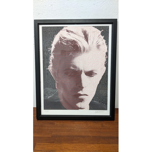 532 - David Bowie, limited edition framed and glazed print, number 6/250, singed by artist Pete O'Neil, 54... 