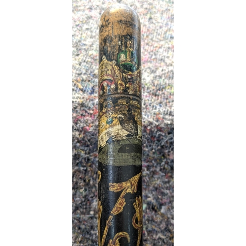 539 - A police truncheon and an early 20th century brass jug, possibly from Turkey, the truncheon decorate... 