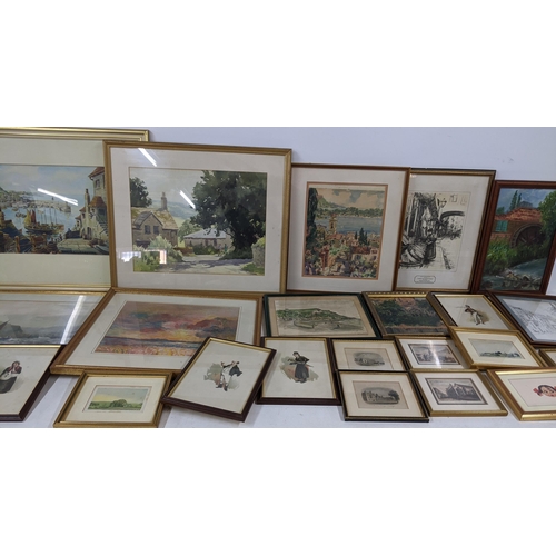 541 - Mixed pictures to include a watercolour depicting a harbour scene, signed F.G Mansell and others
Loc... 