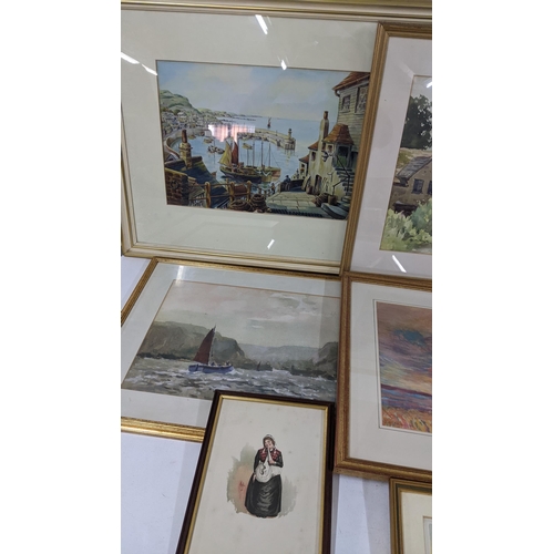 541 - Mixed pictures to include a watercolour depicting a harbour scene, signed F.G Mansell and others
Loc... 