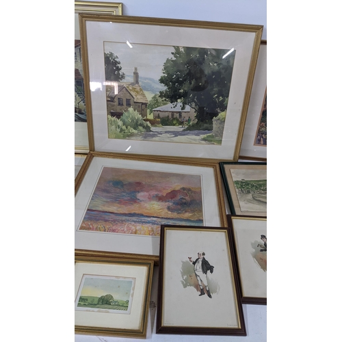 541 - Mixed pictures to include a watercolour depicting a harbour scene, signed F.G Mansell and others
Loc... 