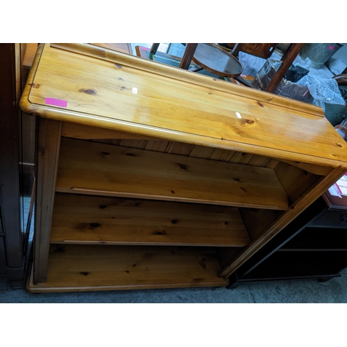 588 - A small 20th century pine chest, triple panelled top and front and sides, on block feet, 56 x 88 x 4... 