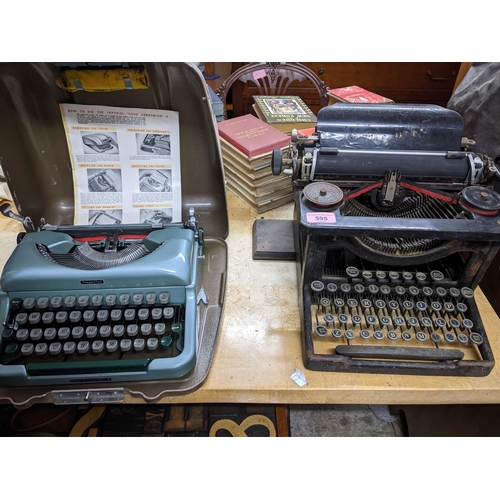 595 - A vintage L C Smith and Bros typewriter, and a metal cased mid-century Imperial Good Companion typew... 