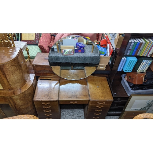 600 - A mid 20th century walnut twin pedestal dressing table with eleven drawers
Location:G
If there is no... 