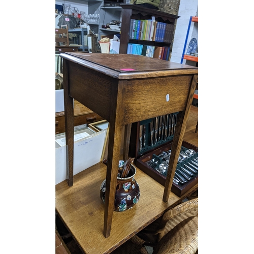 591 - A group of small furniture to include a two shelf bookcase below two drawers on bracket feet, 79 x 7... 