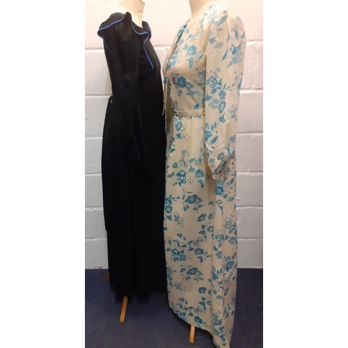 39 - Five items of vintage clothing, mainly 1960's-80's comprising a 1970's Emcar cream and blue floral f... 