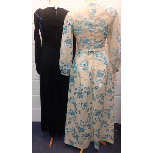 39 - Five items of vintage clothing, mainly 1960's-80's comprising a 1970's Emcar cream and blue floral f... 