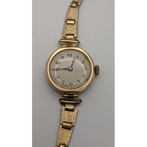 63 - An early 20th century ladies 9ct gold manual wind wristwatch on a gold plated strap
Location: CAB 8
... 