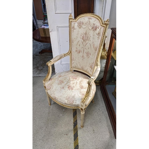 313 - A 20th century cream and gilt framed armchair on turned fluted legs
Location:G
If there is no condit... 