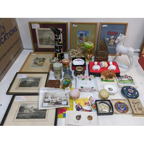 312 - Mixed collectables to include three 19th century prints, a Chinese cloisonné dish, a royal Crown Der... 