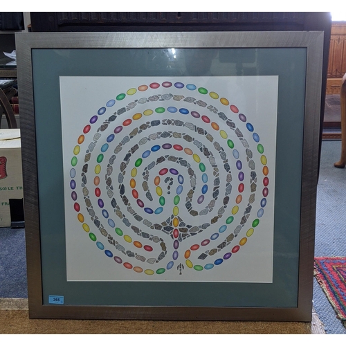 265 - A colour patterned abstract by Elizabeth Allen titled 'Into the Labyrinth' unsigned, framed and glaz... 