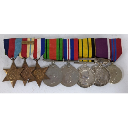 270 - A WWII eight campaign medal group with Africa Star having North Africa 1942-3 bar, and France and Ge... 