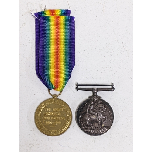 271 - A WWI BWM & Victory two-medal campaign group named to L-33564 Gnr. W R Wise RA, Victory medal with r... 