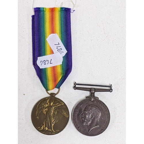 271 - A WWI BWM & Victory two-medal campaign group named to L-33564 Gnr. W R Wise RA, Victory medal with r... 