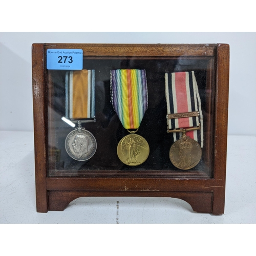 273 - A WWI campaign medal group comprising BWM & Victory medal named to 33604 Pte. H Stevens R.Berks R, w... 