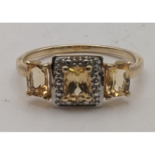 86 - 9ct gold Ouro Preto imperial topaz and diamond ring, Size Q, 2.3g with a certificate of authenticity... 