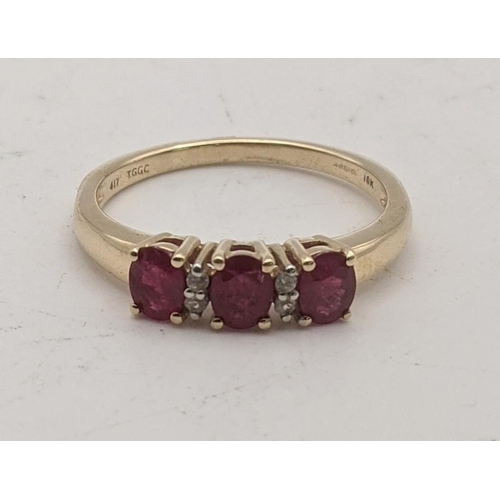 87 - A Burmese ruby and Ratanakiri zircon 9ct gold ladies ring, size Q 2.4g with a certificate of authent... 