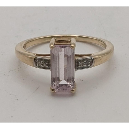 88 - A Minas Gerais Kunzite and diamond 9ct gold ring, size Q, 2.7g with a certificate of authenticity
Lo... 