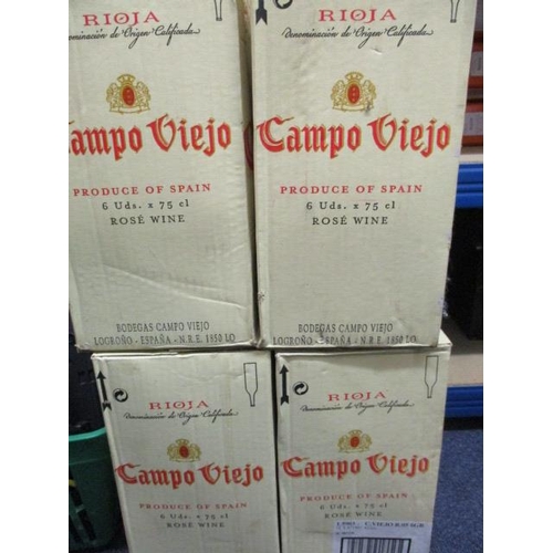 61 - Four cases of Campo Viejo Tempranillo Rose, 24 bottles, 75cl. Location:4, WOODEN SHELVES