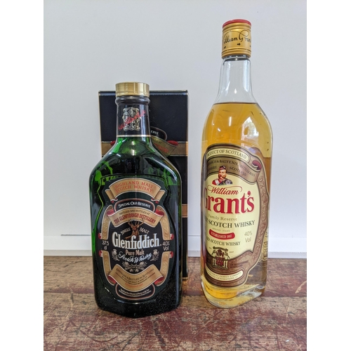 63 - One bottle of Grants Scotch whisky, 70cl, and one bottle of Glenfiddich Scotch whisky, 37.5cl. Locat... 