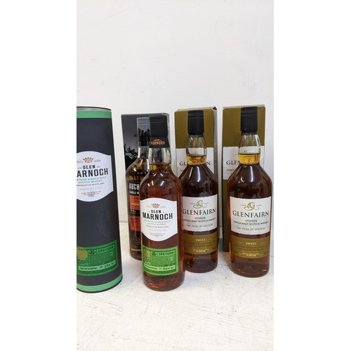 71 - Glen Marnoch single Malt Whisky 70cl, Auchentoshan single Malt Whisky, 700ml and two bottles of Glen... 