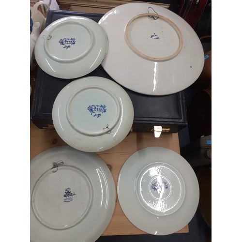 239 - Five blue and white chargers to include Boch La Souviere numbers 3 and 9 Delft pattern. Location:RAF