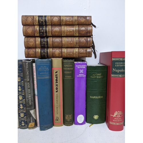 529 - A collection of 19th century leather bound and other books on Napoleon, Wellington and the Peninsula... 