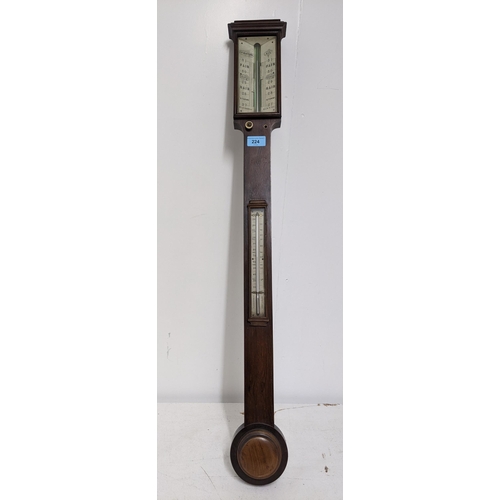 224 - J N Masters, Rye - a Victorian stick barometer in rosewood case, with temperature gauge Location:G
I... 