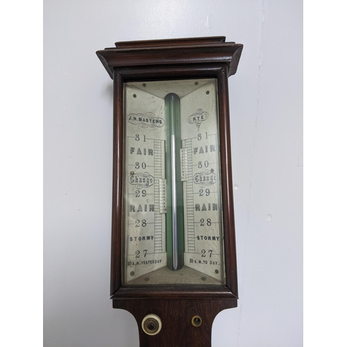 224 - J N Masters, Rye - a Victorian stick barometer in rosewood case, with temperature gauge Location:G
I... 