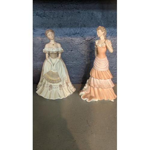 506 - Seven Coalport figures from The Age of Elegance to include Blenheim Park 1993, Operetta 1990, Societ... 