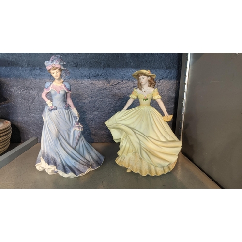 506 - Seven Coalport figures from The Age of Elegance to include Blenheim Park 1993, Operetta 1990, Societ... 