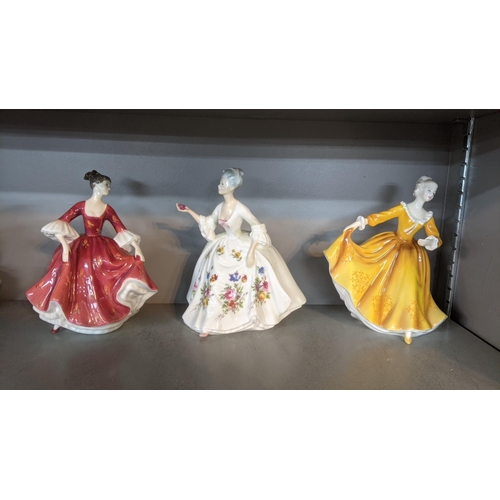 507 - Six Royal Doulton figures to include Stephanie HN 2811, Shirley HN 2702, Elizabeth HN 2465, Kirsty H... 