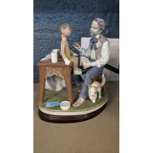 513 - A Lladro porcelain figure group of The Puppet Painter (Pinocchio) designed by Salvatore Furiosse, No... 