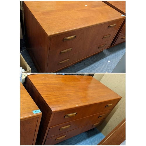 514 - Two mid 20th century G-Plan teak chests of three drawers, 53.5cm high x 81cm wide
Location: FSL
If t... 