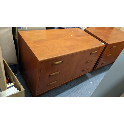 514 - Two mid 20th century G-Plan teak chests of three drawers, 53.5cm high x 81cm wide
Location: FSL
If t... 