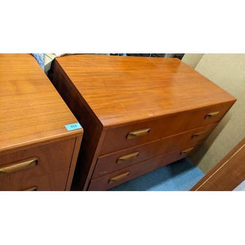 514 - Two mid 20th century G-Plan teak chests of three drawers, 53.5cm high x 81cm wide
Location: FSL
If t... 