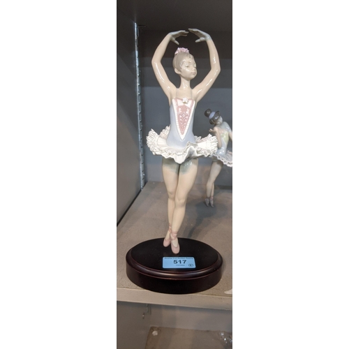 517 - Four Lladro figures of ballerinas to include No 5496, No 5498, No 5497 and other on an oval plinth
L... 