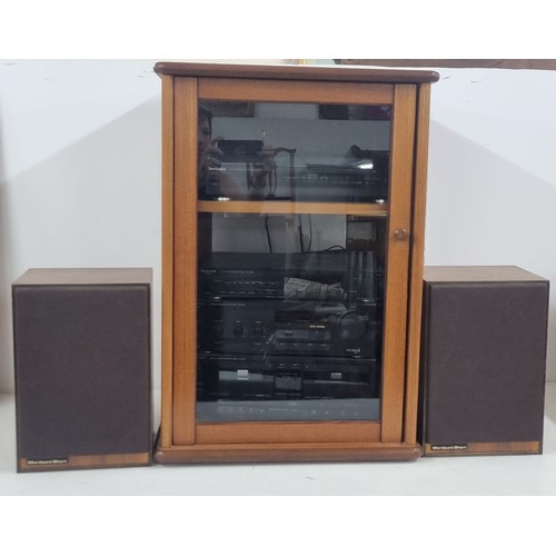 510 - A vintage G-Plan teak hi-fi cabinet containing a Technics stacking system and speakers
Location: A3M... 