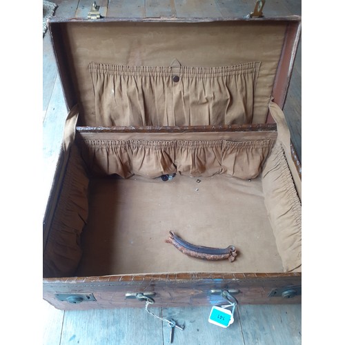 40 - A 1930's Barkers Kensington Makers crocodile skin weekend suitcase A/F with brown cotton fitted inte... 