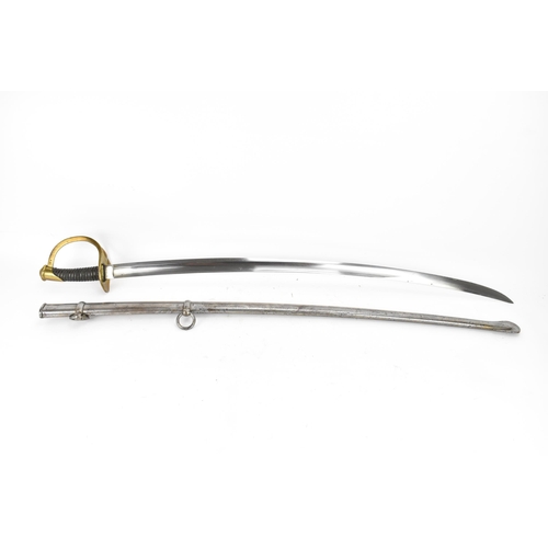 141A - A 19th century French, 1822 model cavalry trooper's sabre with curved fullered blade, blade length 9... 