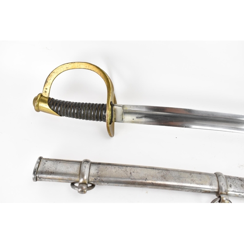 141A - A 19th century French, 1822 model cavalry trooper's sabre with curved fullered blade, blade length 9... 