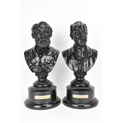 101 - Two mid 20th century Russian cast iron busts including one depicting Tchaikovsky after the sculptor ... 