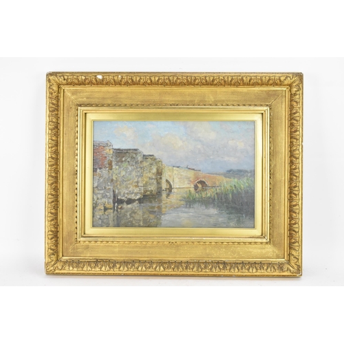 108 - Frederick William N. Whitehead (1853-1938) - An oil on canvas entitled 'Wool Bridge, Dorset' signed ... 