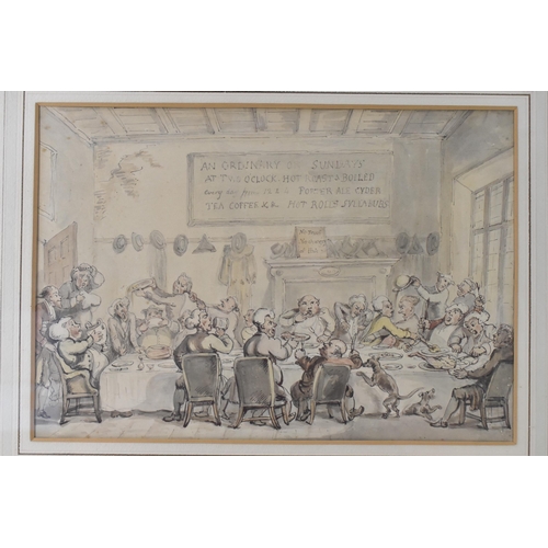 113 - Attributed to Thomas Rowlandson (1756-1827) - A pen and ink watercolour entitled 'The Dining Hall', ... 