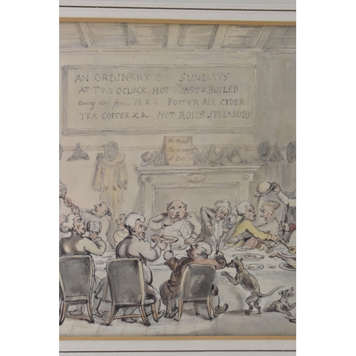 113 - Attributed to Thomas Rowlandson (1756-1827) - A pen and ink watercolour entitled 'The Dining Hall', ... 