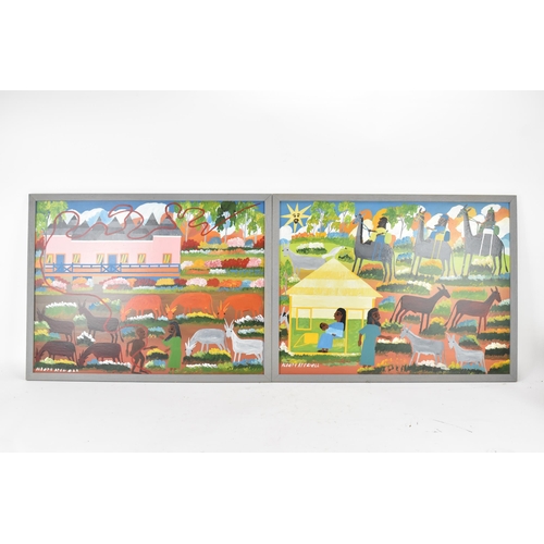 124 - Albert Artwell (Jamaican 1942-2018) - Two oil on boards to include one depicting a scene of the birt... 