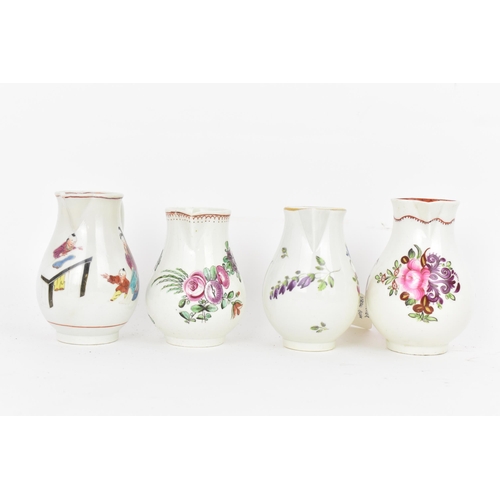 126 - Four 18th century Worcester sparrow beak cream jugs to include two jugs circa 1775-80, decorated wit... 