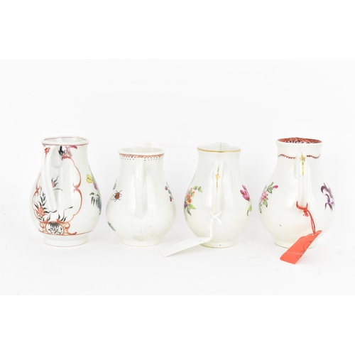 126 - Four 18th century Worcester sparrow beak cream jugs to include two jugs circa 1775-80, decorated wit... 